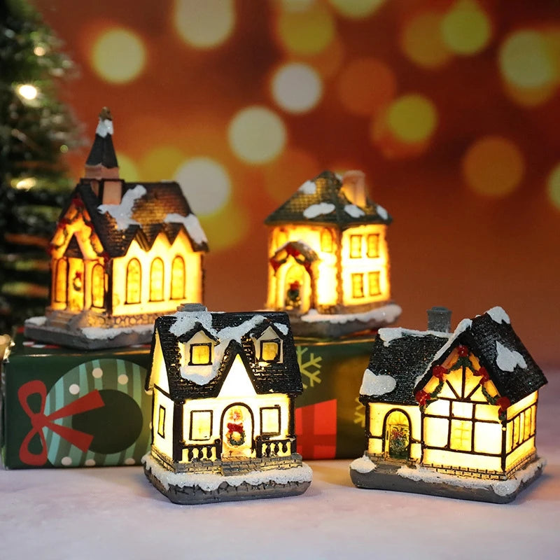 Christmas House Light Decorations – Resin Mini LED Ornaments with Battery | Kids Xmas Gift & Home Decor 2025