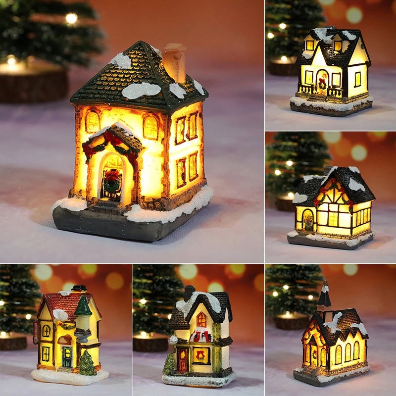 Christmas House Light Decorations – Resin Mini LED Ornaments with Battery | Kids Xmas Gift & Home Decor 2025