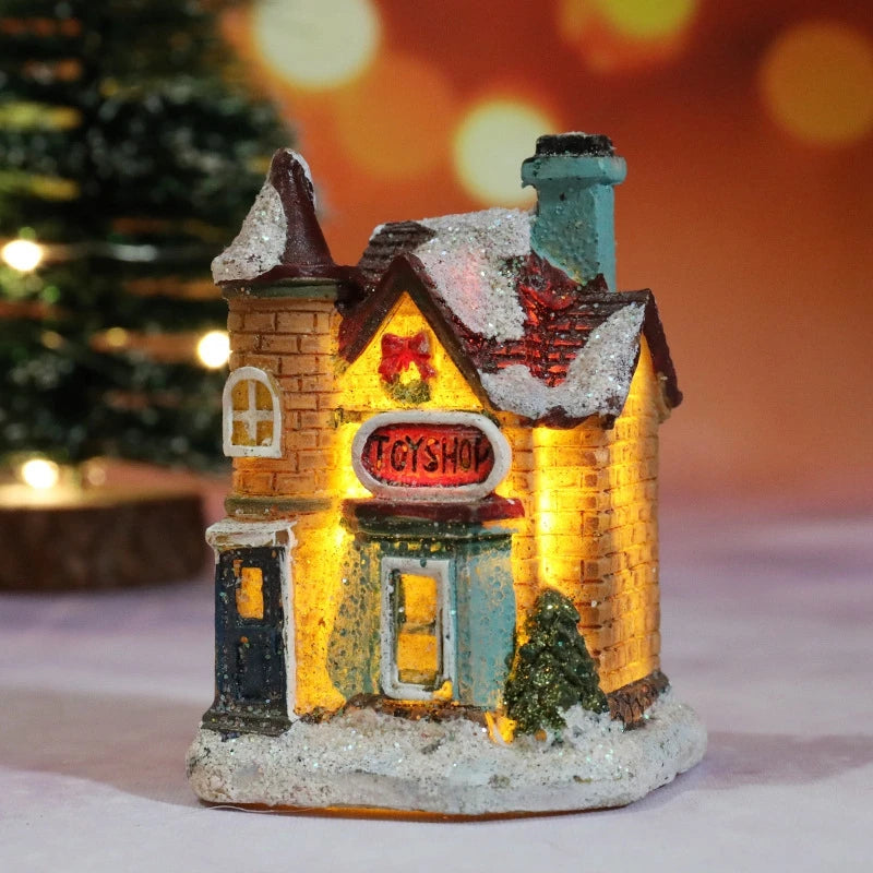 Christmas House Light Decorations – Resin Mini LED Ornaments with Battery | Kids Xmas Gift & Home Decor 2025