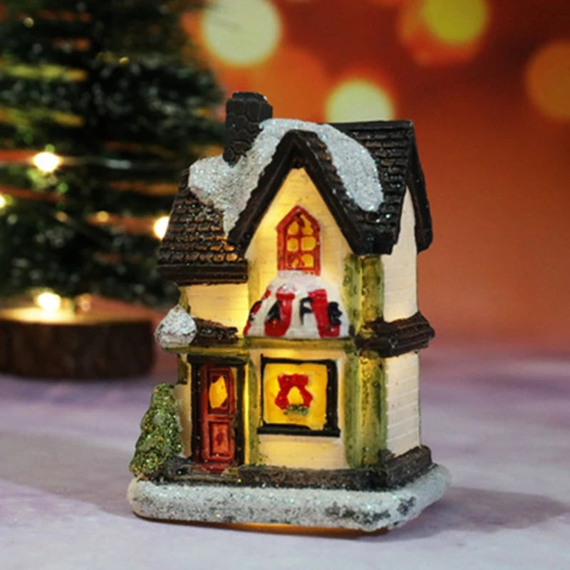 Christmas House Light Decorations – Resin Mini LED Ornaments with Battery | Kids Xmas Gift & Home Decor 2025