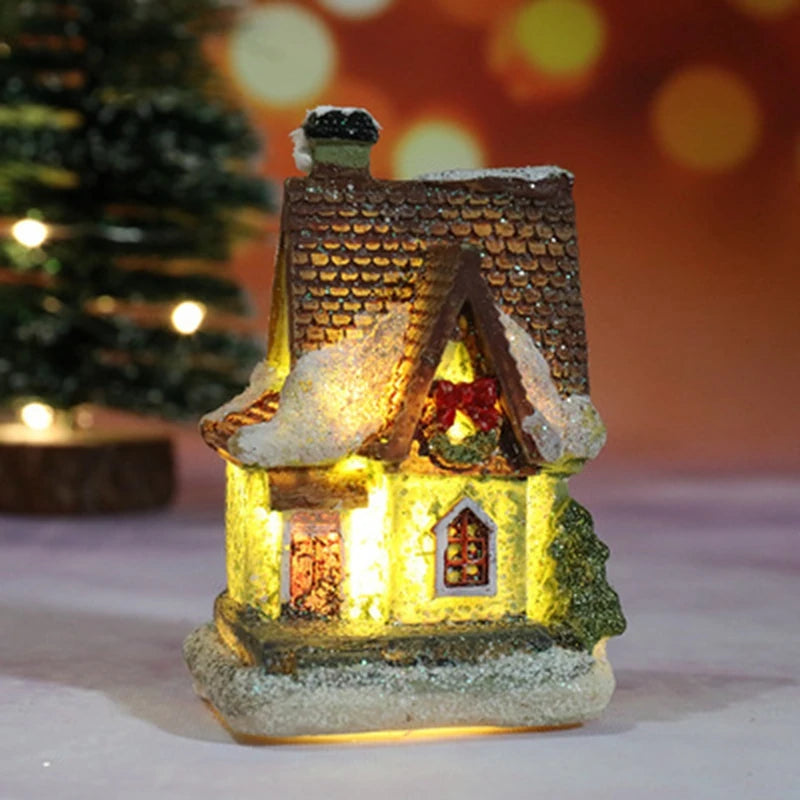 Christmas House Light Decorations – Resin Mini LED Ornaments with Battery | Kids Xmas Gift & Home Decor 2025