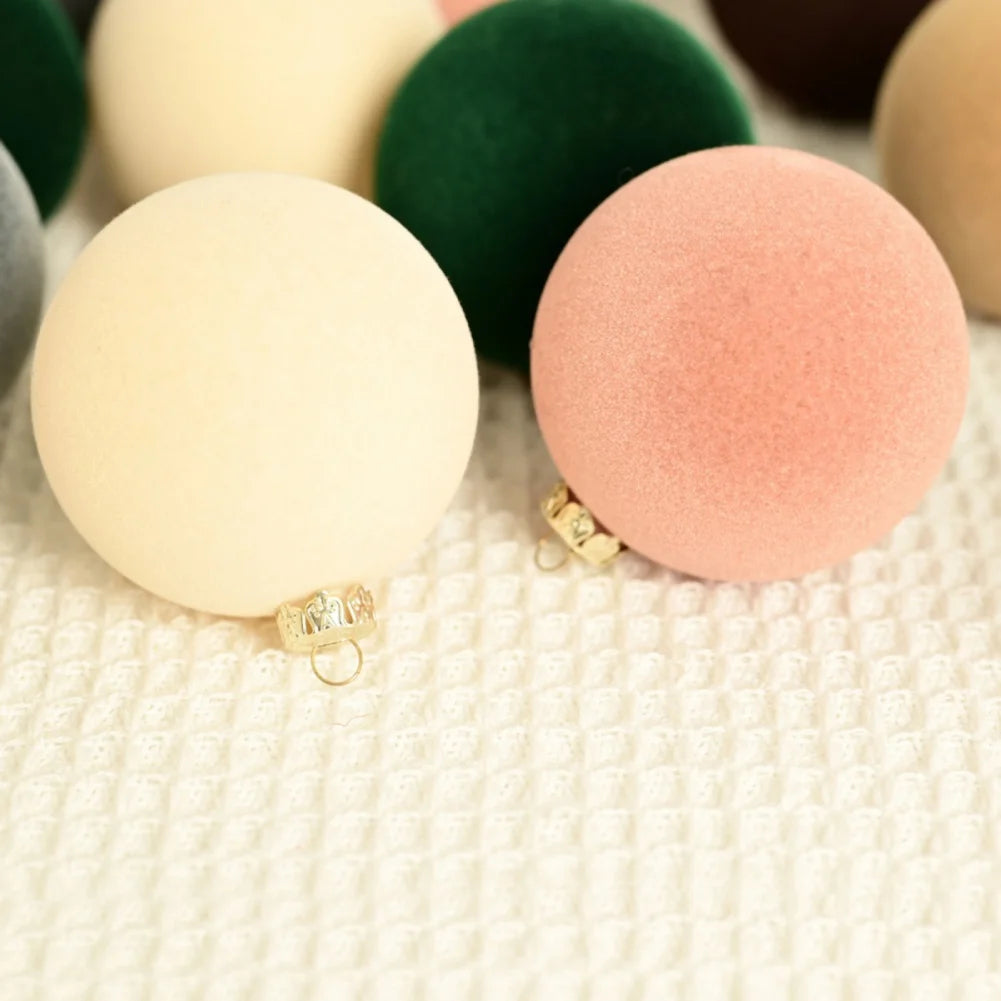 12 pcs Velvet Christmas Balls Set – 6cm Tree Ornaments with Gift Box | 2025 Xmas & New Year 2026 Decorative Baubles