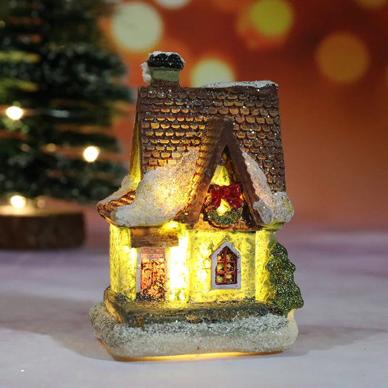 Christmas House Light Decorations – Resin Mini LED Ornaments with Battery | Kids Xmas Gift & Home Decor 2025