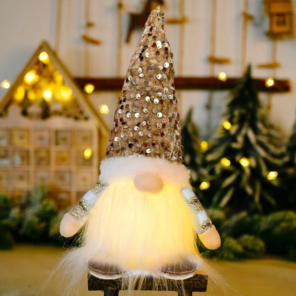 30cm Glowing Gnome Christmas Faceless Doll – LED Light Tree Decoration & Holiday Gift 2025