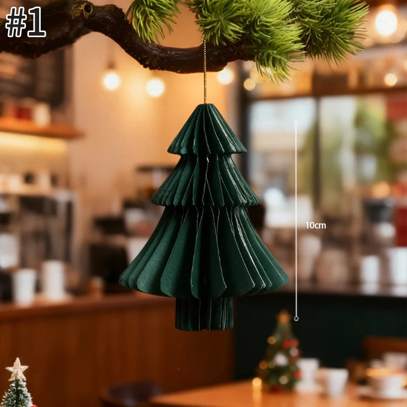 Christmas Tree Hanging Pendant – Cute Cardstock Ornaments | 2025 Xmas Home, Wall & Party Decorations New Year Decor