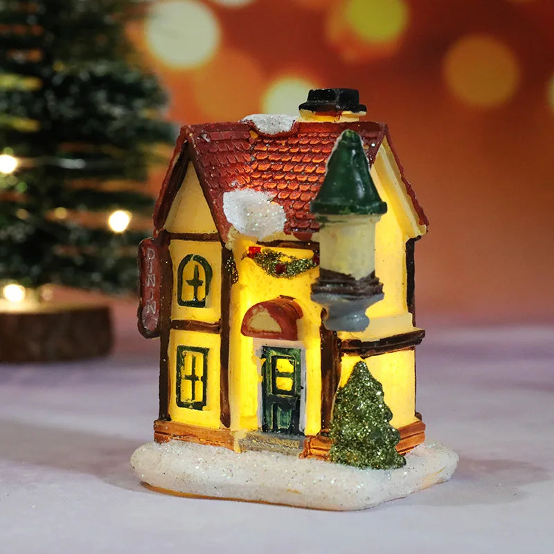 Christmas House Light Decorations – Resin Mini LED Ornaments with Battery | Kids Xmas Gift & Home Decor 2025