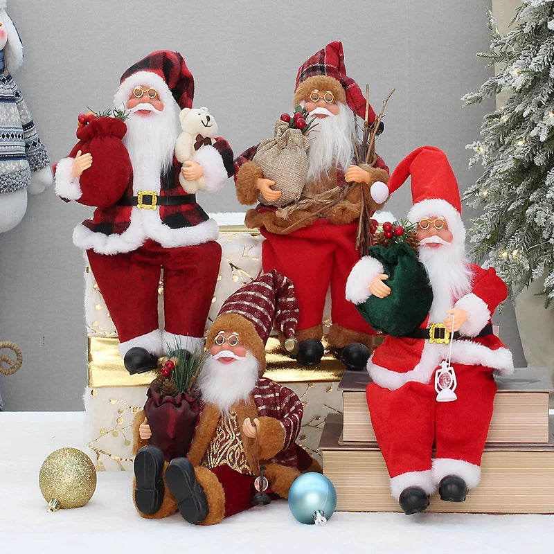 35cm Sitting Santa Claus Figurine – Cute Christmas Doll for Table, Fireplace & Home Decoration 2025