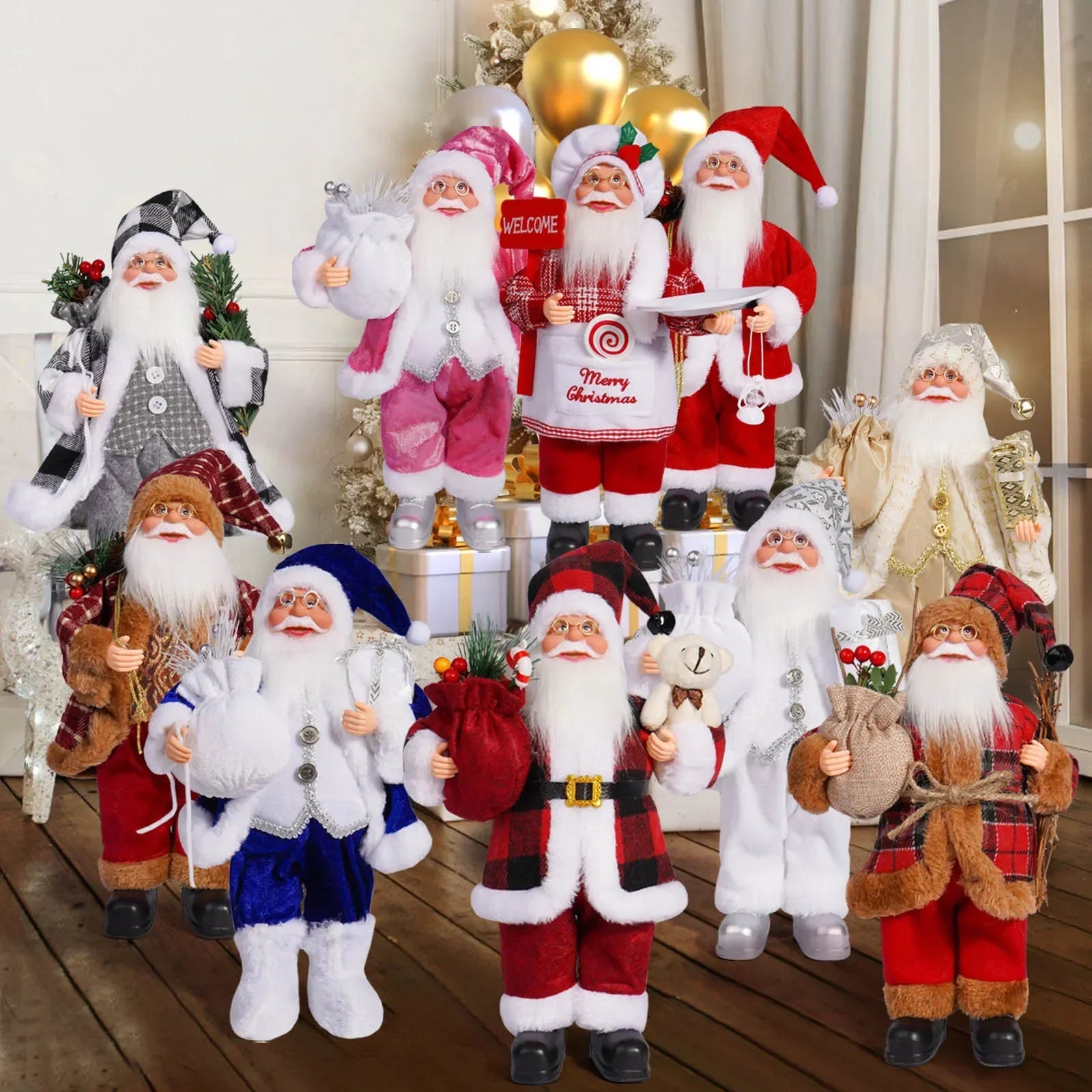 12-Inch Standing Santa Claus Figure – Christmas Window & Home Decoration 2025