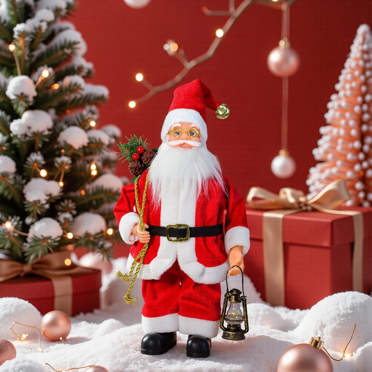 Polyester Santa Claus Figurines – Standing Christmas Dolls & Window Decorations 2025