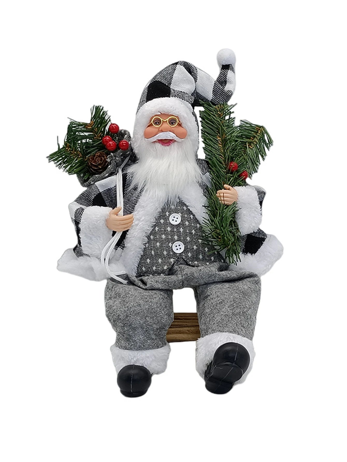 35cm Sitting Santa Claus Figurine – Cute Christmas Doll for Table, Fireplace & Home Decoration 2025