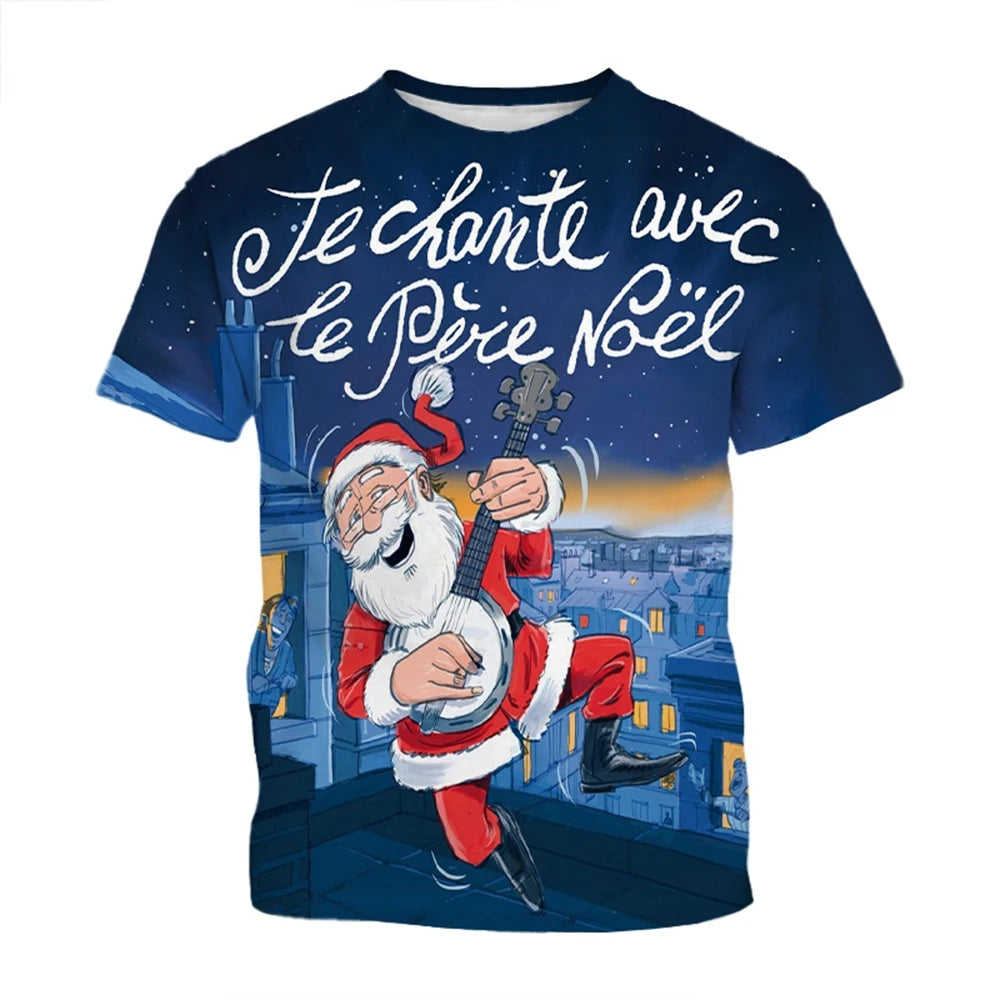 3D Christmas Pattern T-Shirt – Creative Harajuku Style Casual Holiday Top for Men & Women