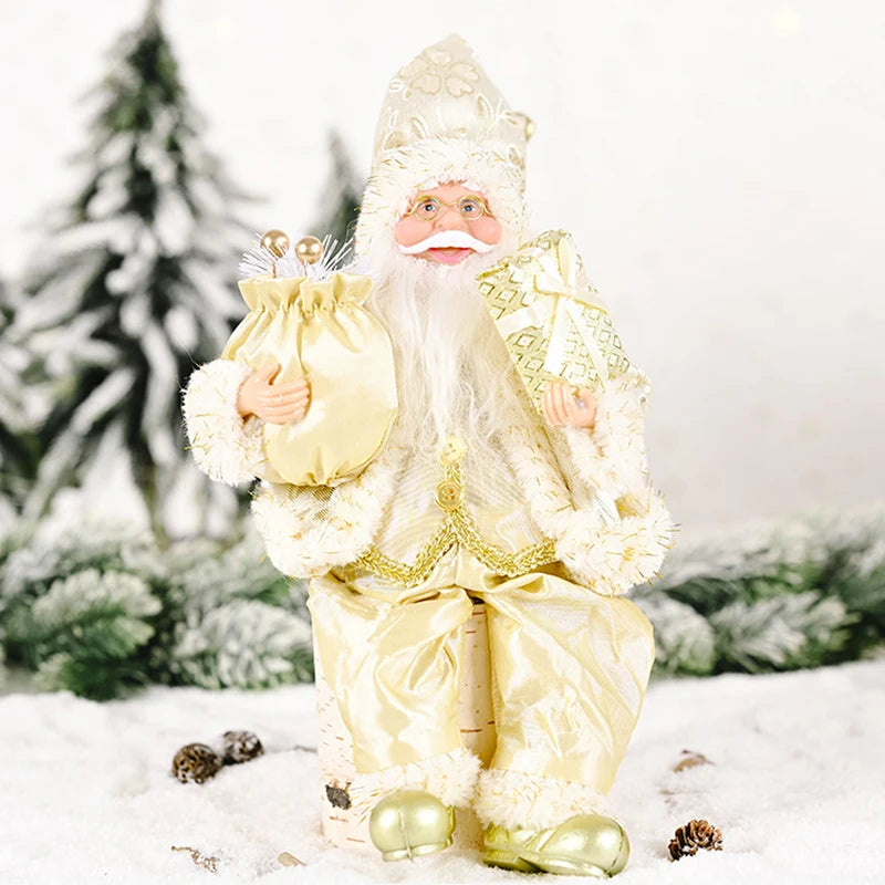 35cm Sitting Santa Claus Figurine – Cute Christmas Doll for Table, Fireplace & Home Decoration 2025