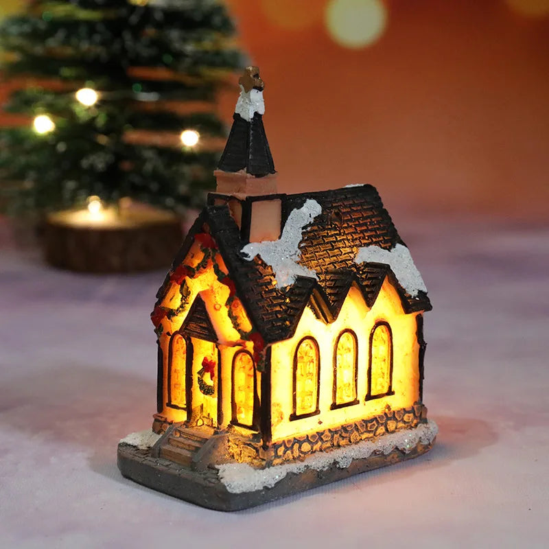 Christmas House Light Decorations – Resin Mini LED Ornaments with Battery | Kids Xmas Gift & Home Decor 2025