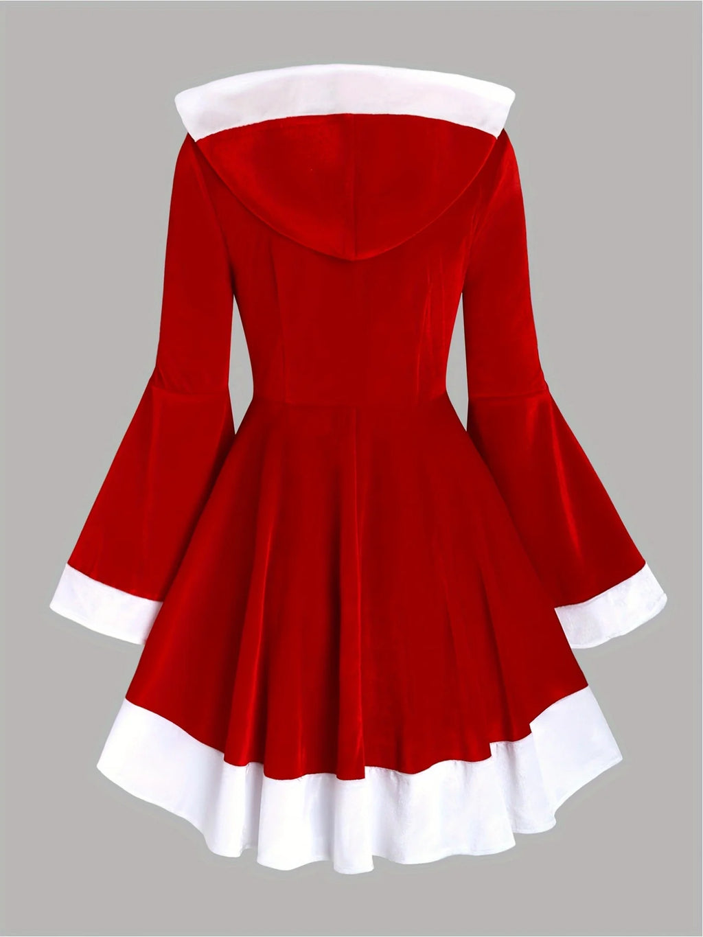 Women’s European & American Red Hooded Christmas Dress – Slim Fit Holiday Party Outfit 2025
