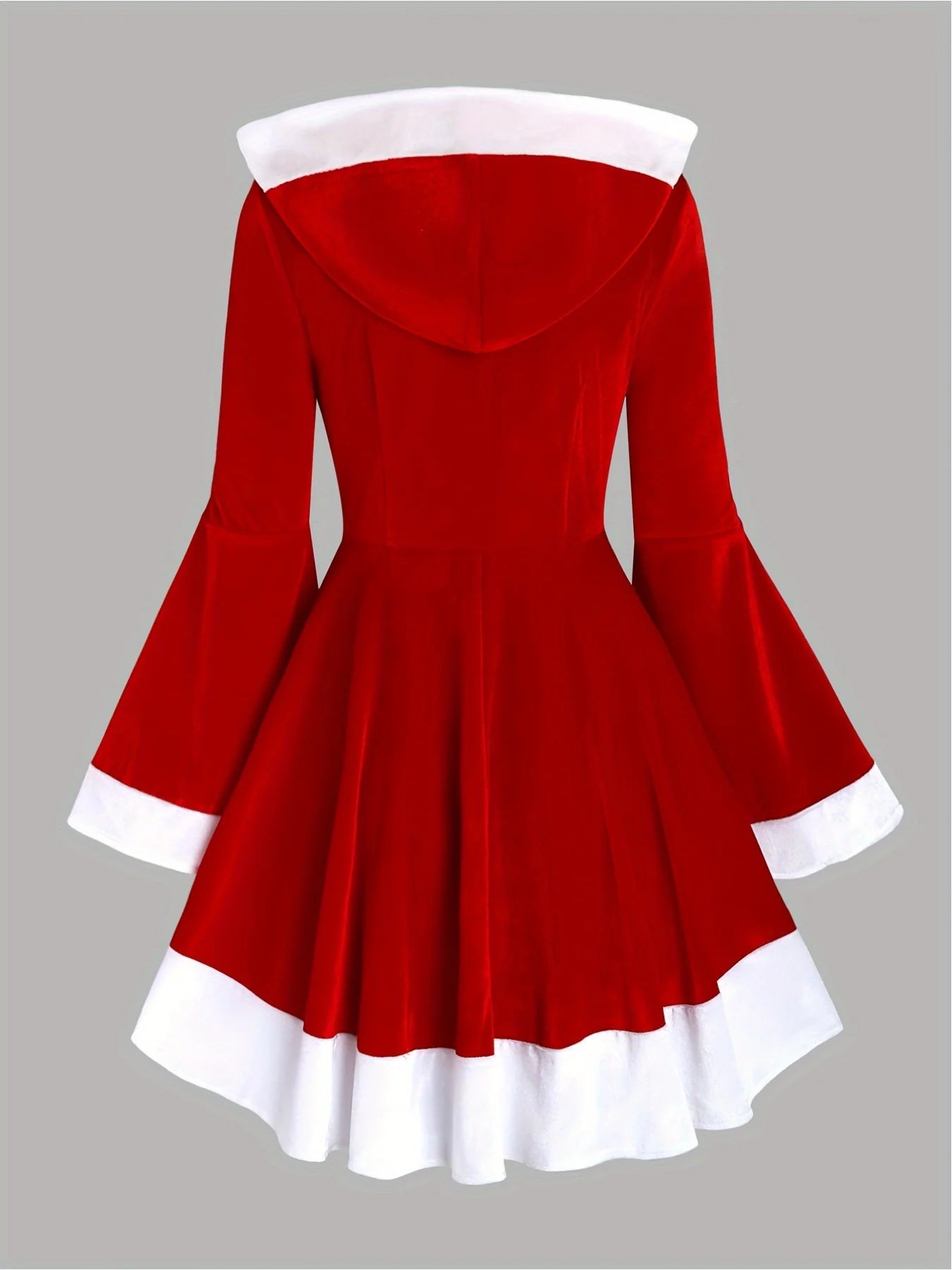 Women’s European & American Red Hooded Christmas Dress – Slim Fit Holiday Party Outfit 2025
