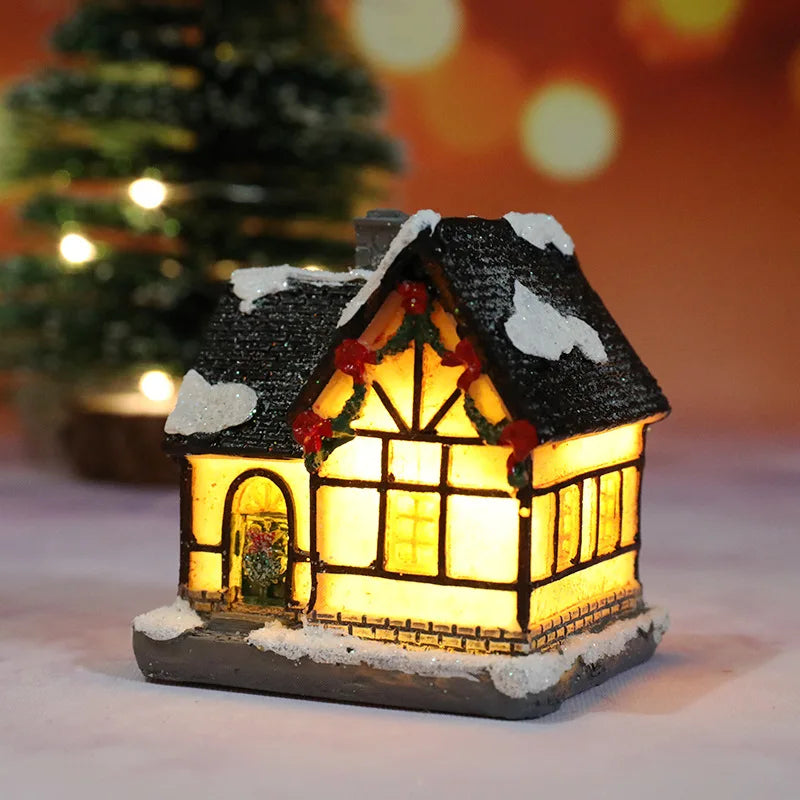 Christmas House Light Decorations – Resin Mini LED Ornaments with Battery | Kids Xmas Gift & Home Decor 2025
