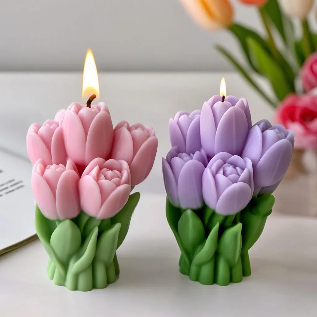 Valentine’s Day Tulip Bouquet Silicone Mold – DIY Candle, Soap, and Resin Craft Mold