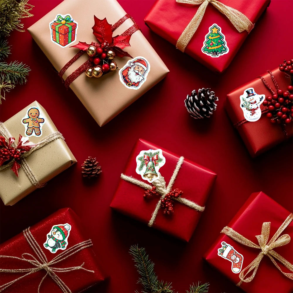 500pcs Laser Cartoon Christmas Stickers – Gift Wrapping Labels, Reward Stickers & Scrapbooking Supplies (1 Inch)