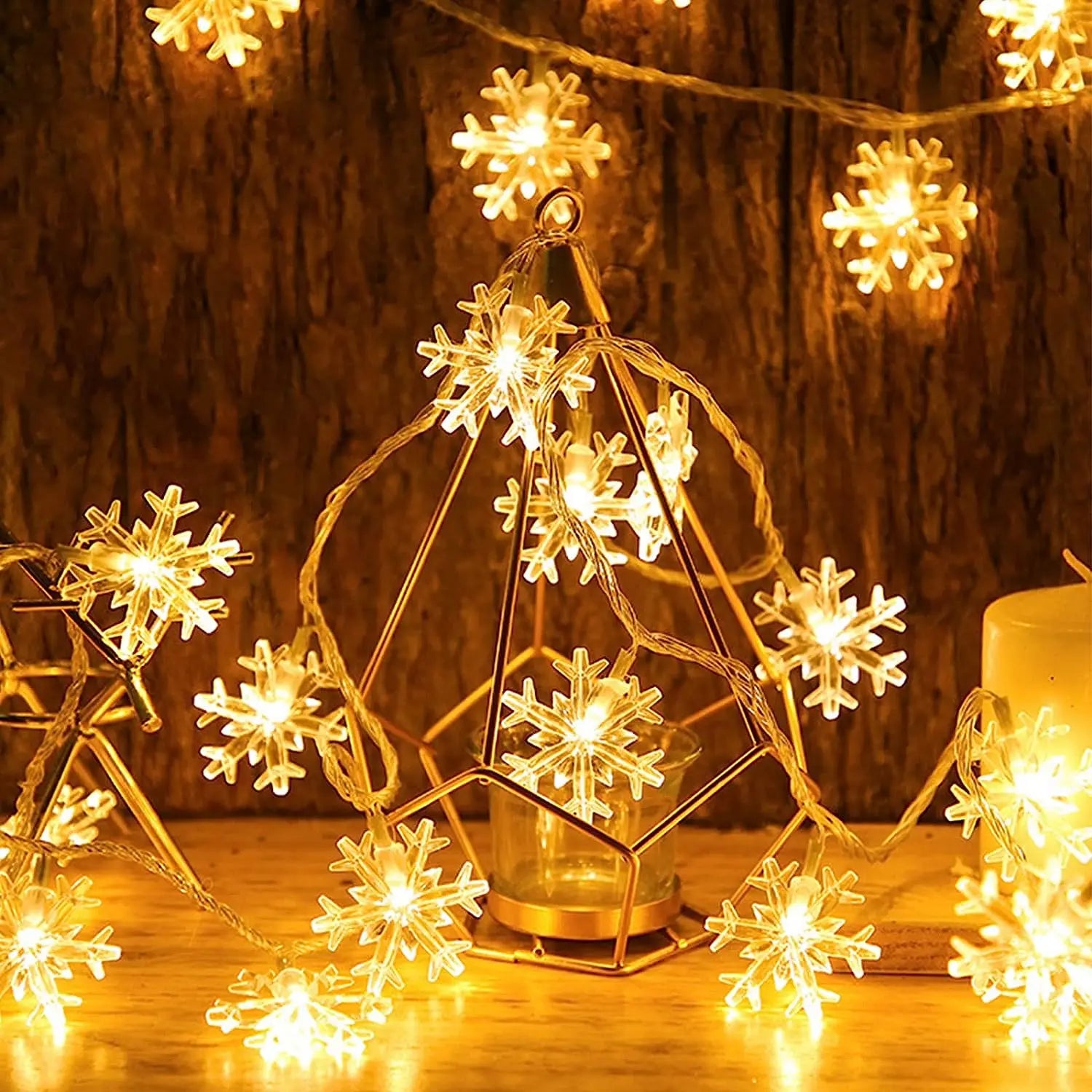 Snowflake LED String Lights – 1.5M 10LED / 3M 20LED Fairy Garland | Xmas 2025 Home, Wedding & Party Decoration