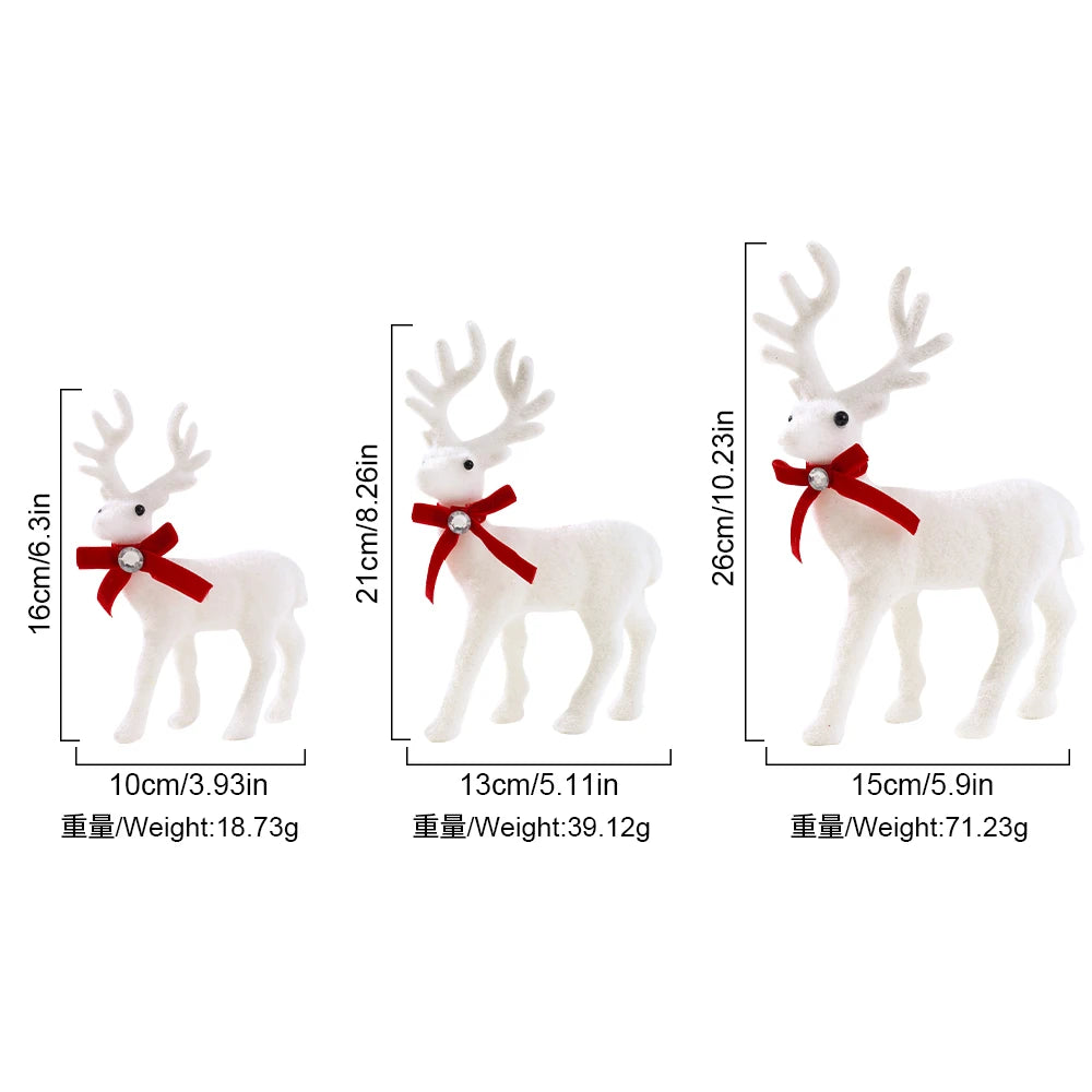 1/2 pcs White Elk Christmas Decoration – 16/21/26cm Reindeer Ornaments | Xmas Tree & Home Decor 2025 New Year Gift