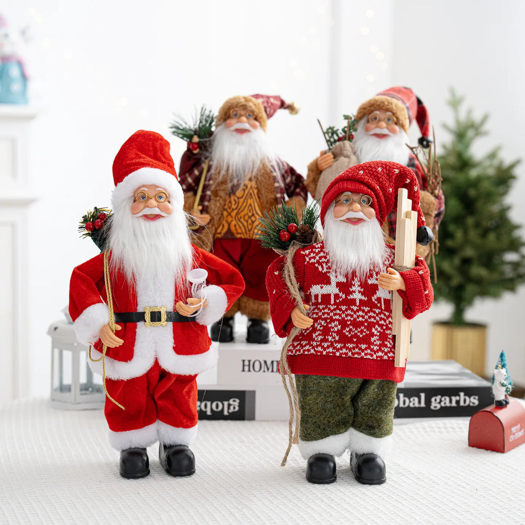 30cm Santa Claus Figurine with Christmas Backpack – Creative Standing Old Man Doll Ornament 2025
