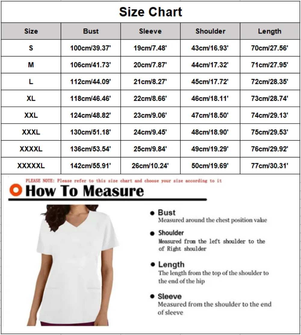 Women’s Christmas Nursing Scrub Top – V-Neck Short Sleeve Medical Uniform Blouse with Pockets