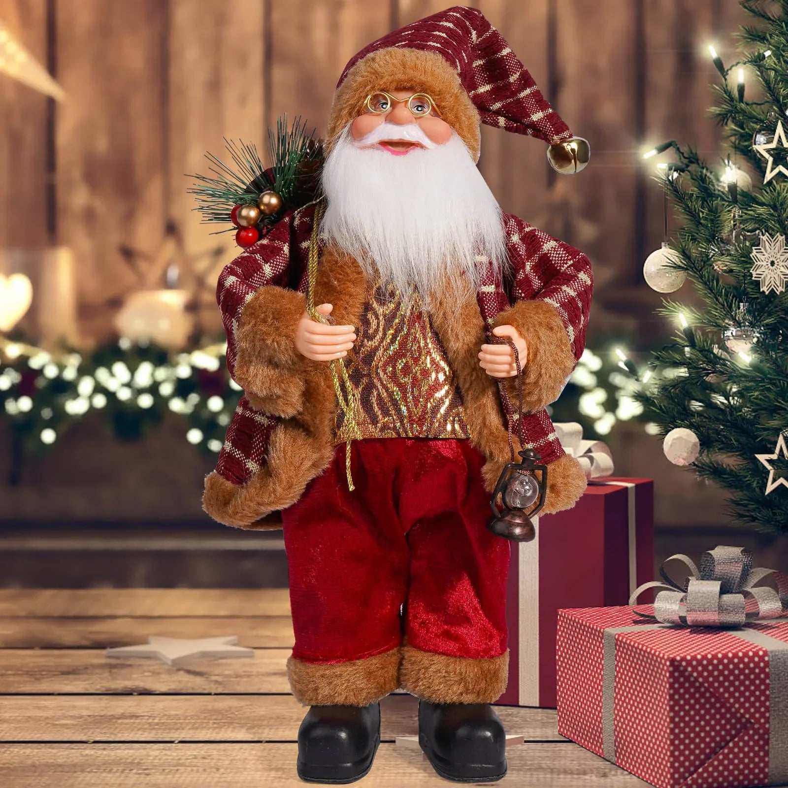 12-Inch Standing Santa Claus Figure – Christmas Window & Home Decoration 2025