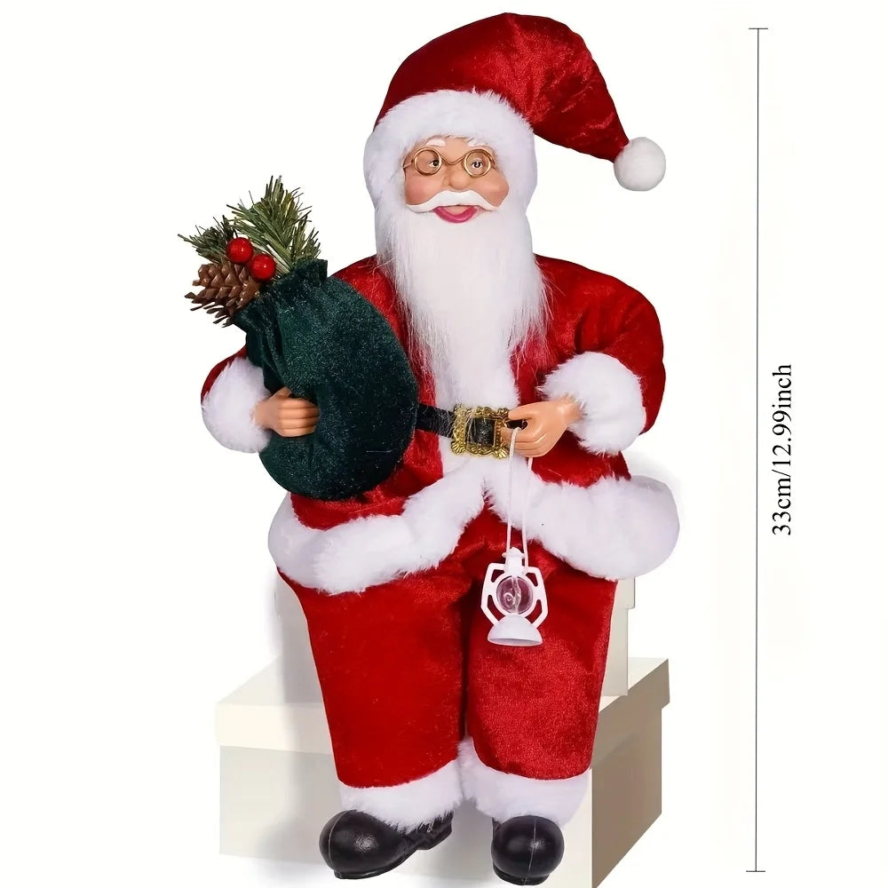 2/1 Piece Red Standing & Sitting Santa Claus Statue Ornaments – Dual Design Christmas Decorations 2025