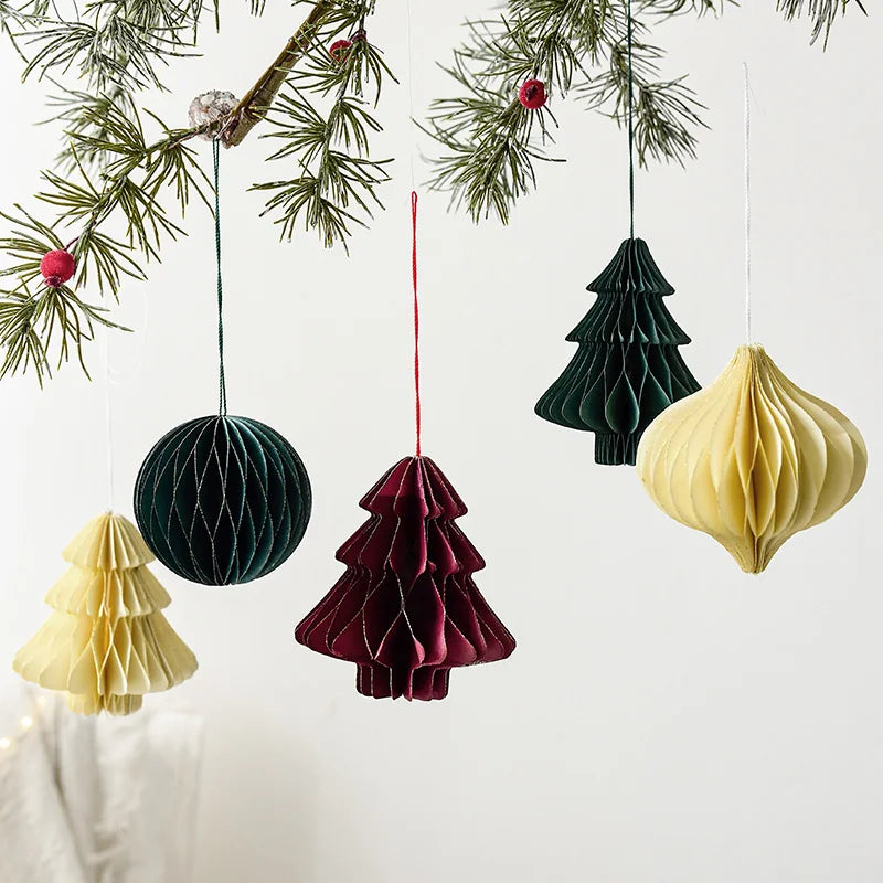 Christmas Tree Hanging Pendant – Cute Cardstock Ornaments | 2025 Xmas Home, Wall & Party Decorations New Year Decor