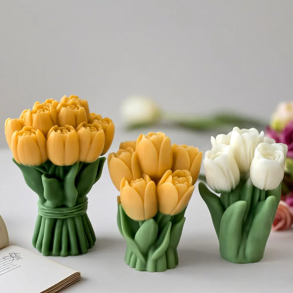 Valentine’s Day Tulip Bouquet Silicone Mold – DIY Candle, Soap, and Resin Craft Mold