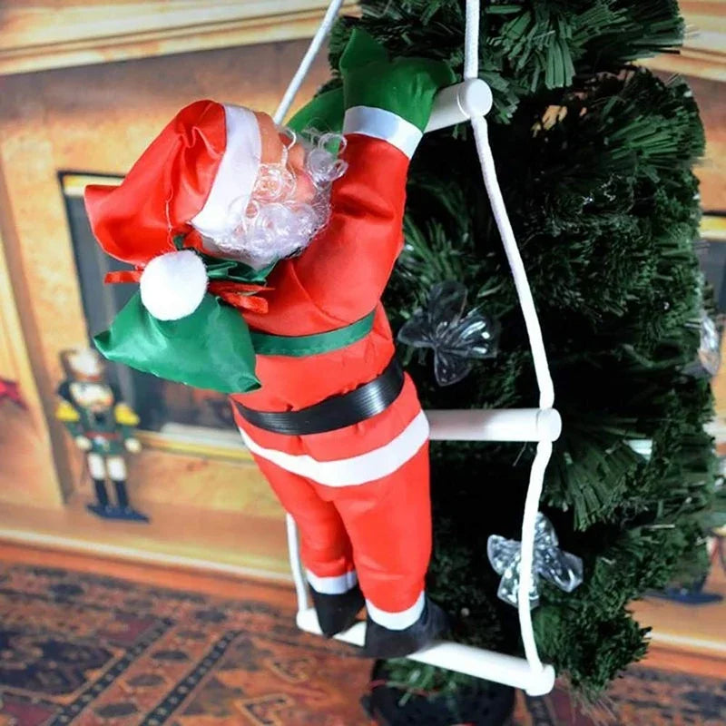 2025 Santa Claus Climbing Ladder Decoration – 25cm Hanging Doll | Xmas Tree, Wall & Window Ornament for Home & New Year