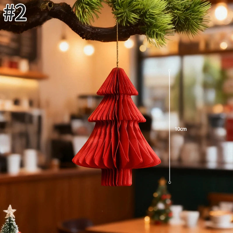 Christmas Tree Hanging Pendant – Cute Cardstock Ornaments | 2025 Xmas Home, Wall & Party Decorations New Year Decor