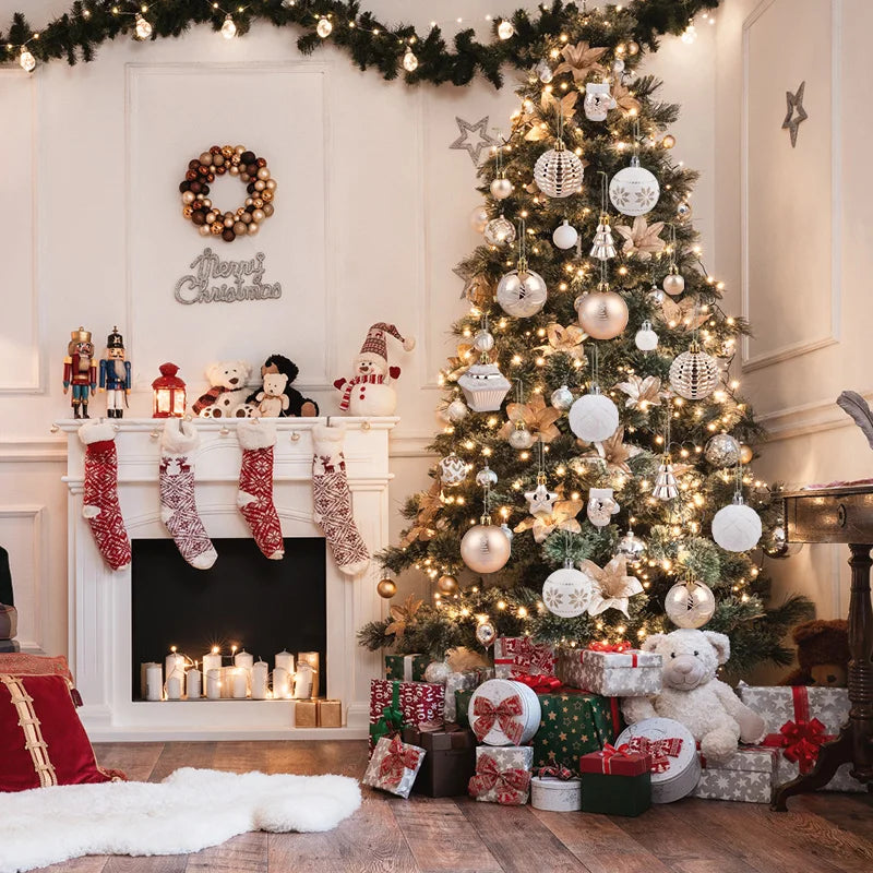 42pcs 6cm Champagne Christmas Balls – Tree Hanging Ornaments | 2025 Xmas Home & New Year 2026 Party Decorations