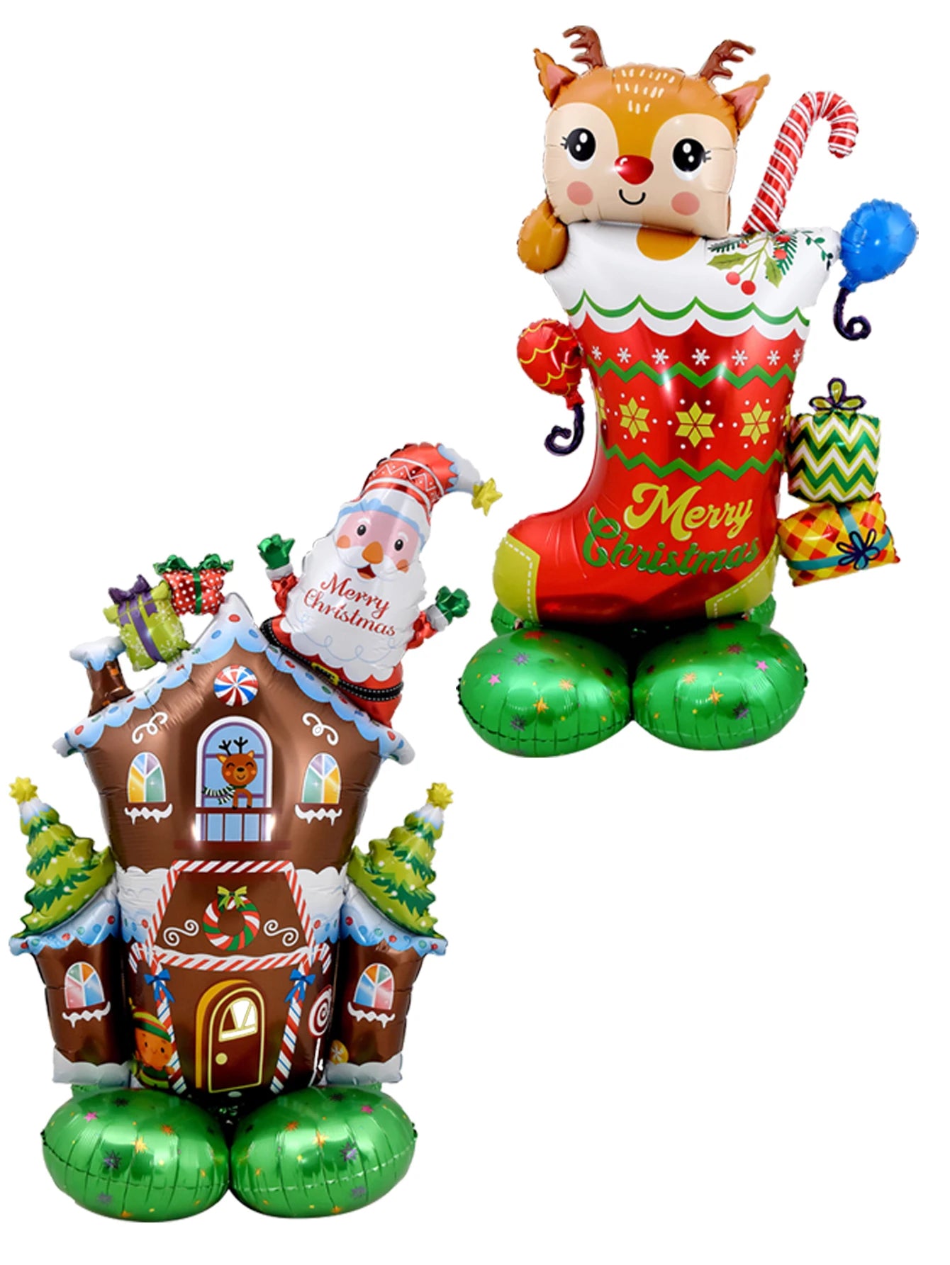 Large Christmas Balloon Set – Santa, Snowman & Elk Pedestal Decoration | Xmas Tree Party Display & New Year 2026 Decor