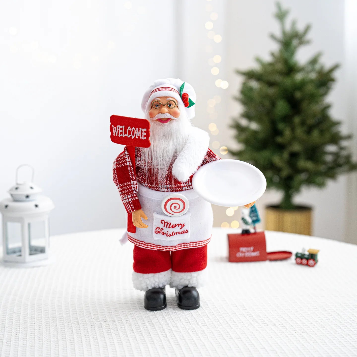 30cm Santa Claus Figurine with Christmas Backpack – Creative Standing Old Man Doll Ornament 2025