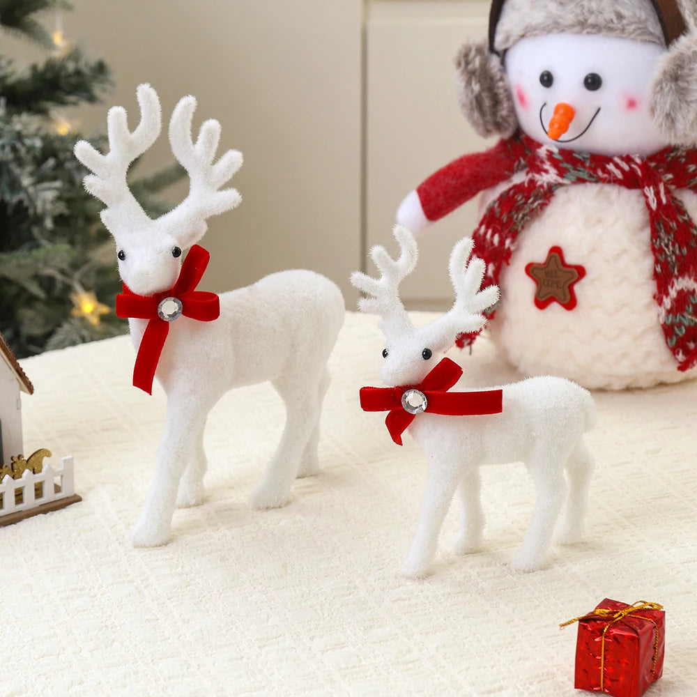 1/2 pcs White Elk Christmas Decoration – 16/21/26cm Reindeer Ornaments | Xmas Tree & Home Decor 2025 New Year Gift
