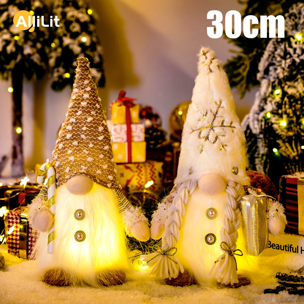30cm Glowing Gnome Christmas Faceless Doll – LED Light Tree Decoration & Holiday Gift 2025