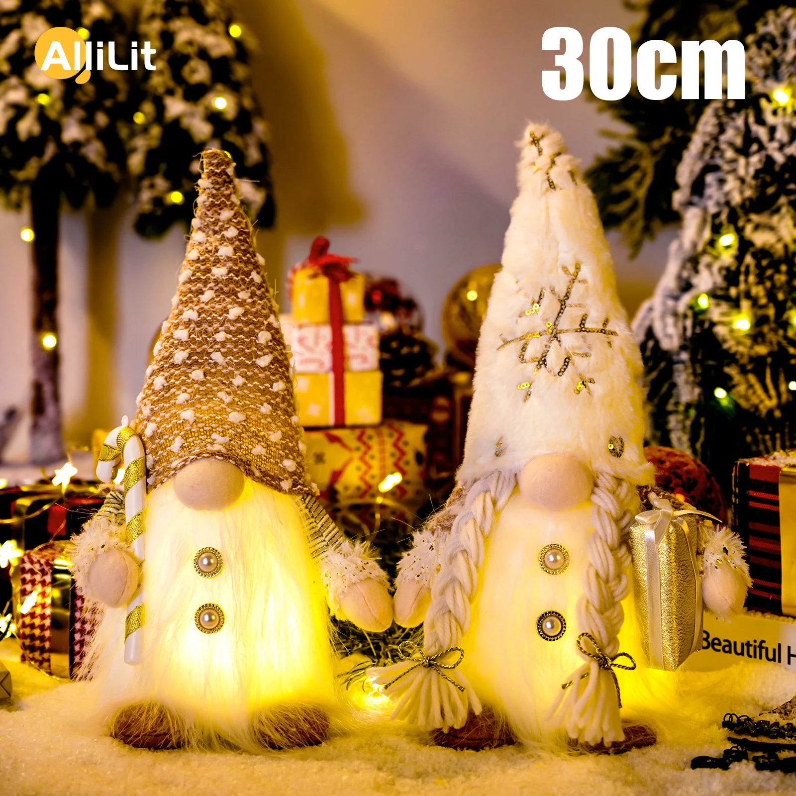 30cm Glowing Gnome Christmas Faceless Doll – LED Light Tree Decoration & Holiday Gift 2025