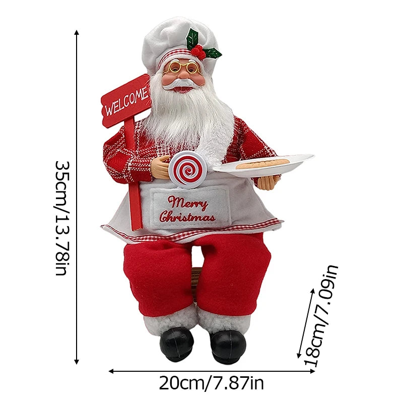 35cm Sitting Santa Claus Figurine – Cute Christmas Doll for Table, Fireplace & Home Decoration 2025