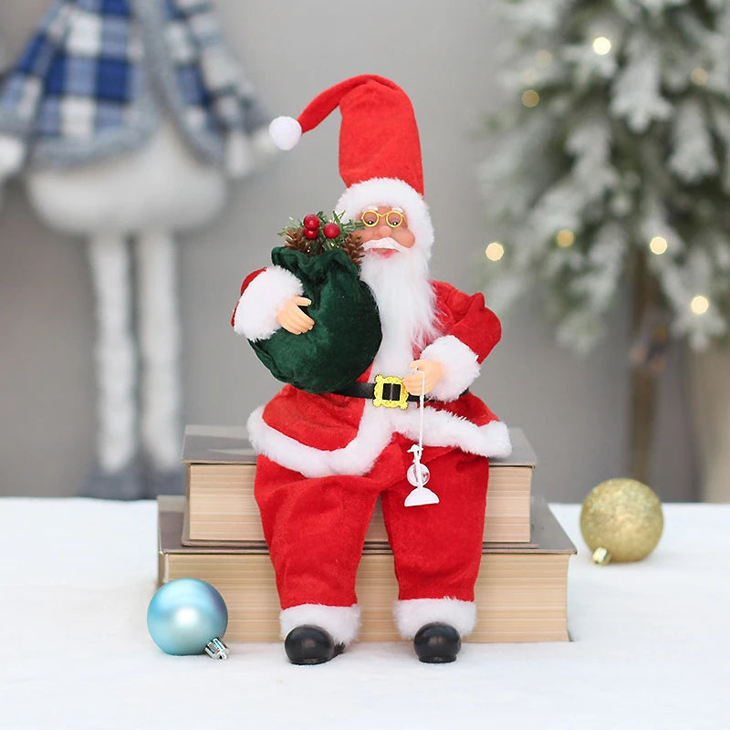 35cm Sitting Santa Claus Figurine – Cute Christmas Doll for Table, Fireplace & Home Decoration 2025