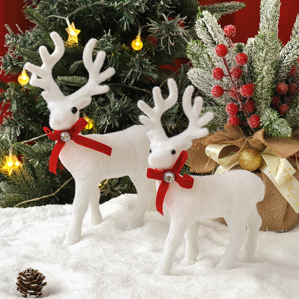 1/2 pcs White Elk Christmas Decoration – 16/21/26cm Reindeer Ornaments | Xmas Tree & Home Decor 2025 New Year Gift
