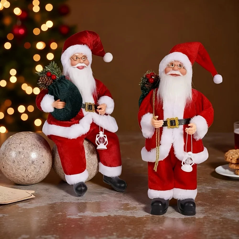 2/1 Piece Red Standing & Sitting Santa Claus Statue Ornaments – Dual Design Christmas Decorations 2025