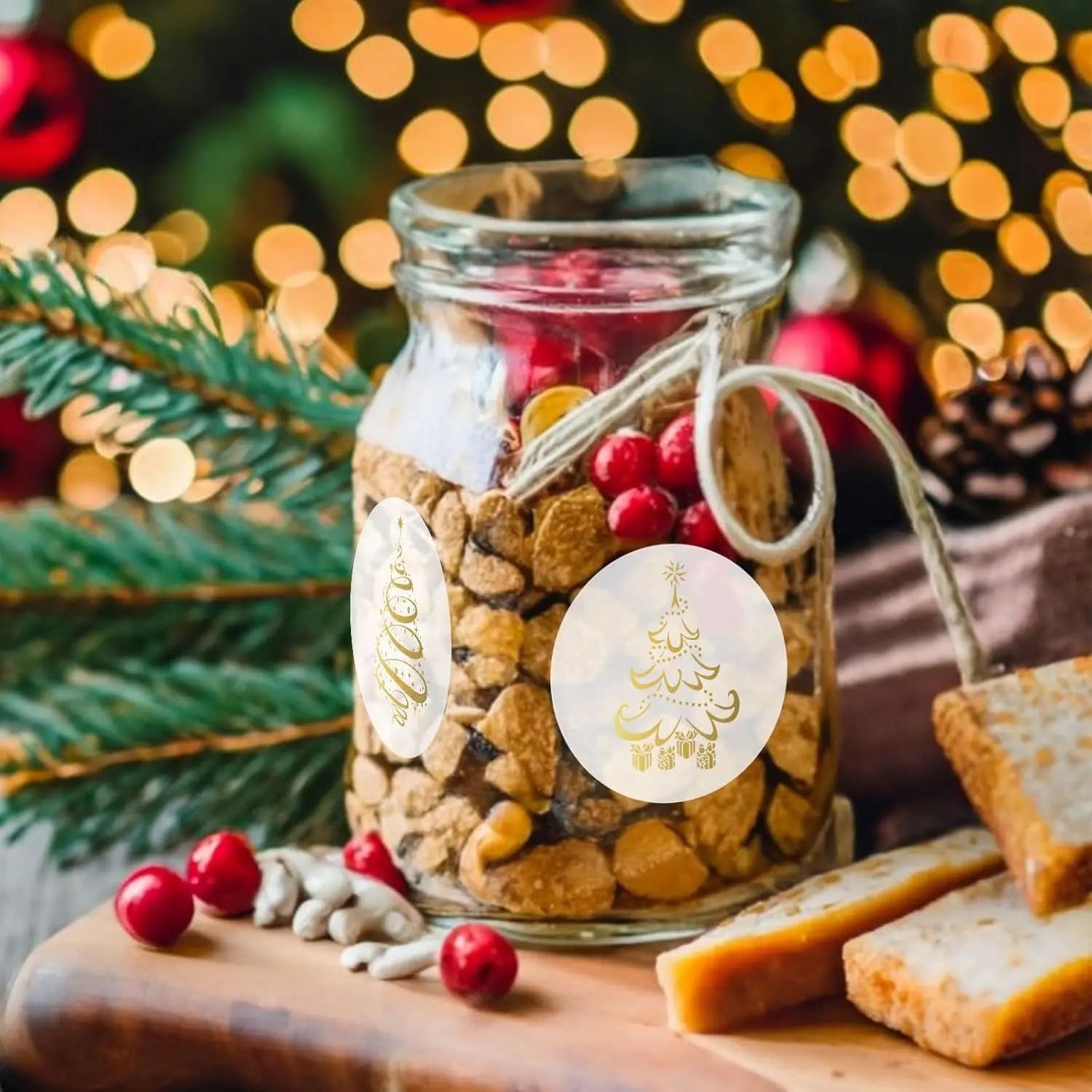 500pcs Clear “Merry Christmas” Stickers – Transparent Self-Adhesive Labels for Gifts, Cards & Scrapbooking (1 inch / 2.5cm)