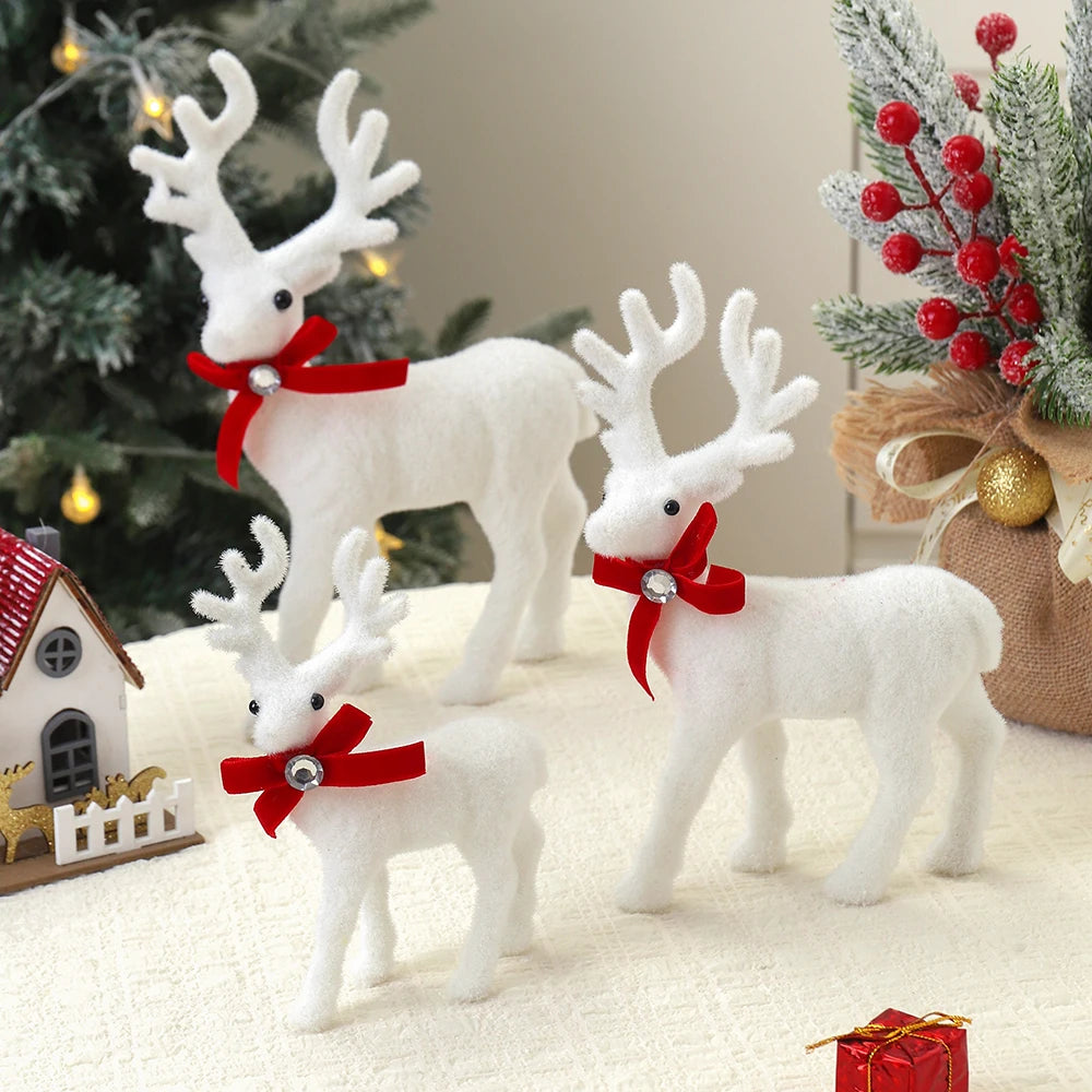 1/2 pcs White Elk Christmas Decoration – 16/21/26cm Reindeer Ornaments | Xmas Tree & Home Decor 2025 New Year Gift