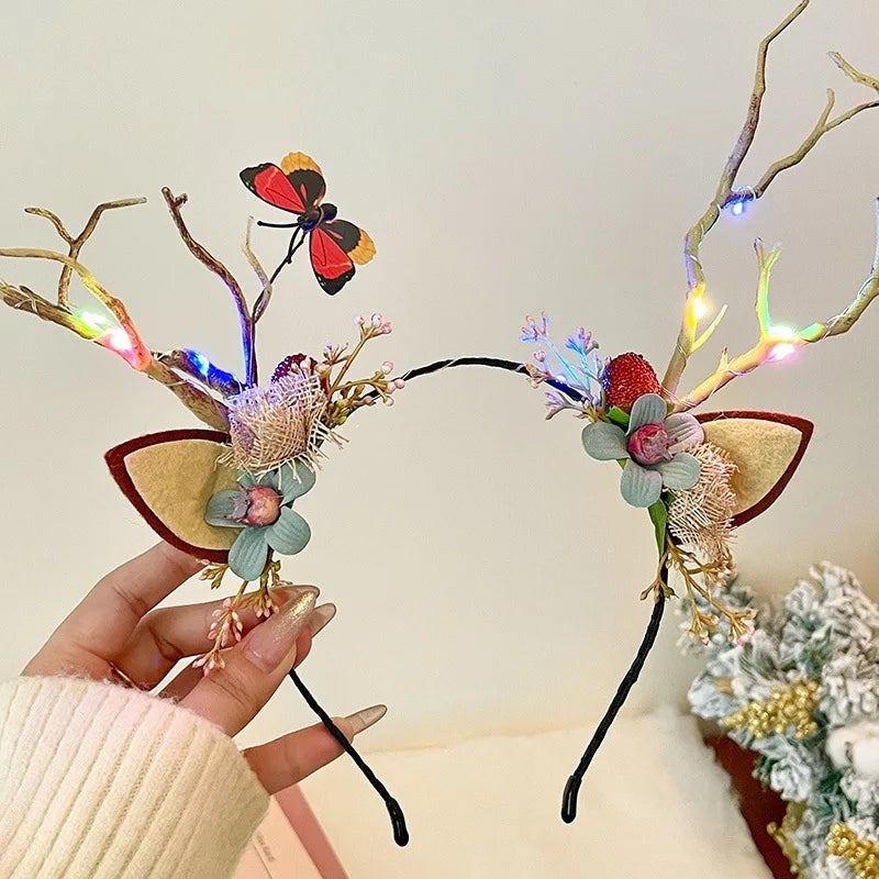 Christmas Luminous Hairpin & Headband – LED Deer Antler Hair Accessories | Xmas Party Gifts & New Year 2026 Decorations