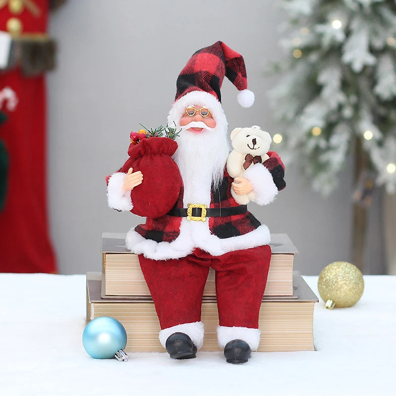 35cm Sitting Santa Claus Figurine – Cute Christmas Doll for Table, Fireplace & Home Decoration 2025
