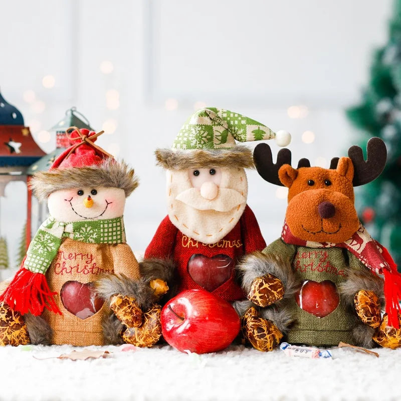 2026 Christmas Apple Gift Bag – Ping An Fruit & Candy Packaging | Snowman Santa Polyester Bag for Kids & Elderly Gifts