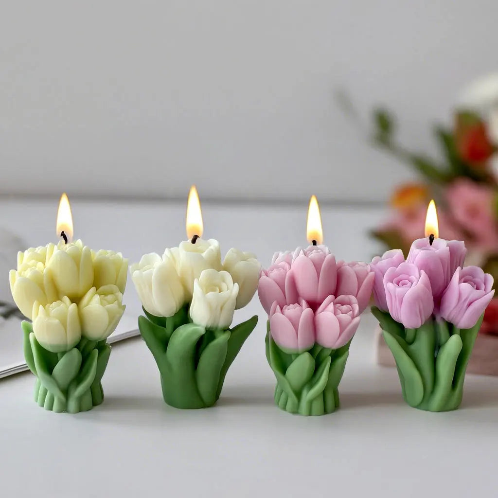 Valentine’s Day Tulip Bouquet Silicone Mold – DIY Candle, Soap, and Resin Craft Mold