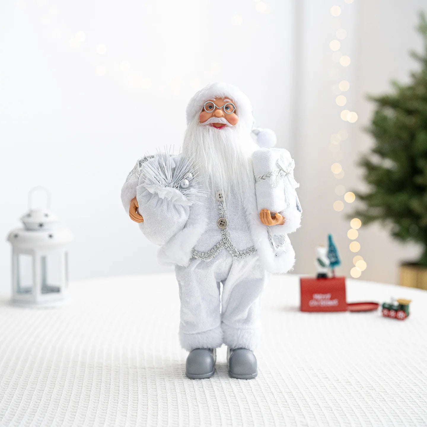 30cm Santa Claus Figurine with Christmas Backpack – Creative Standing Old Man Doll Ornament 2025