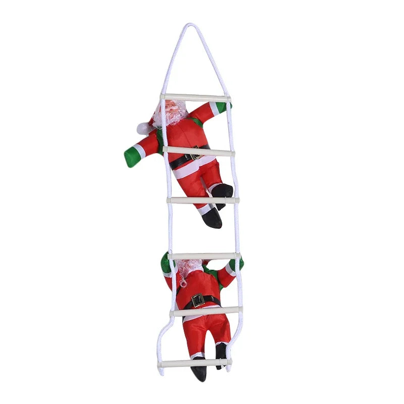2025 Santa Claus Climbing Ladder Decoration – 25cm Hanging Doll | Xmas Tree, Wall & Window Ornament for Home & New Year